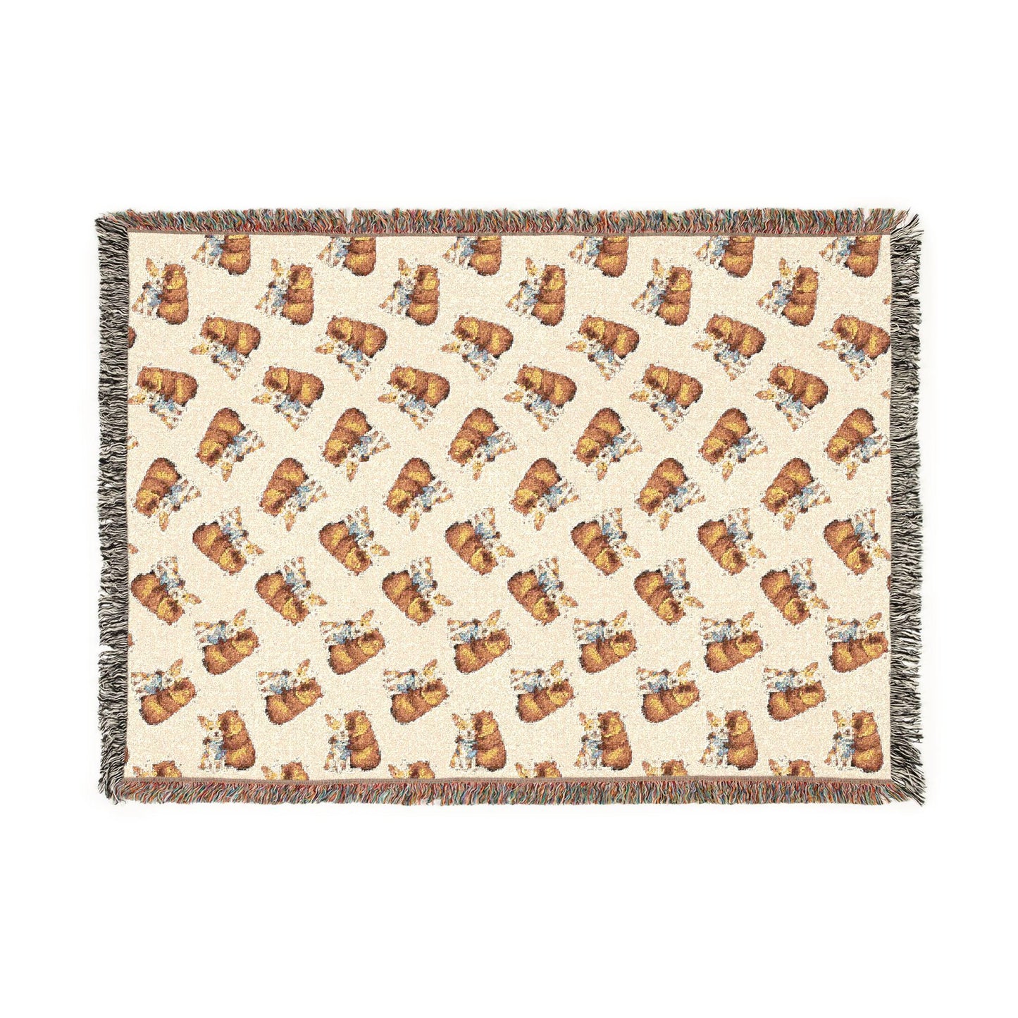Cozy Cabin Corgi Capibara Pattern Woven Blanket