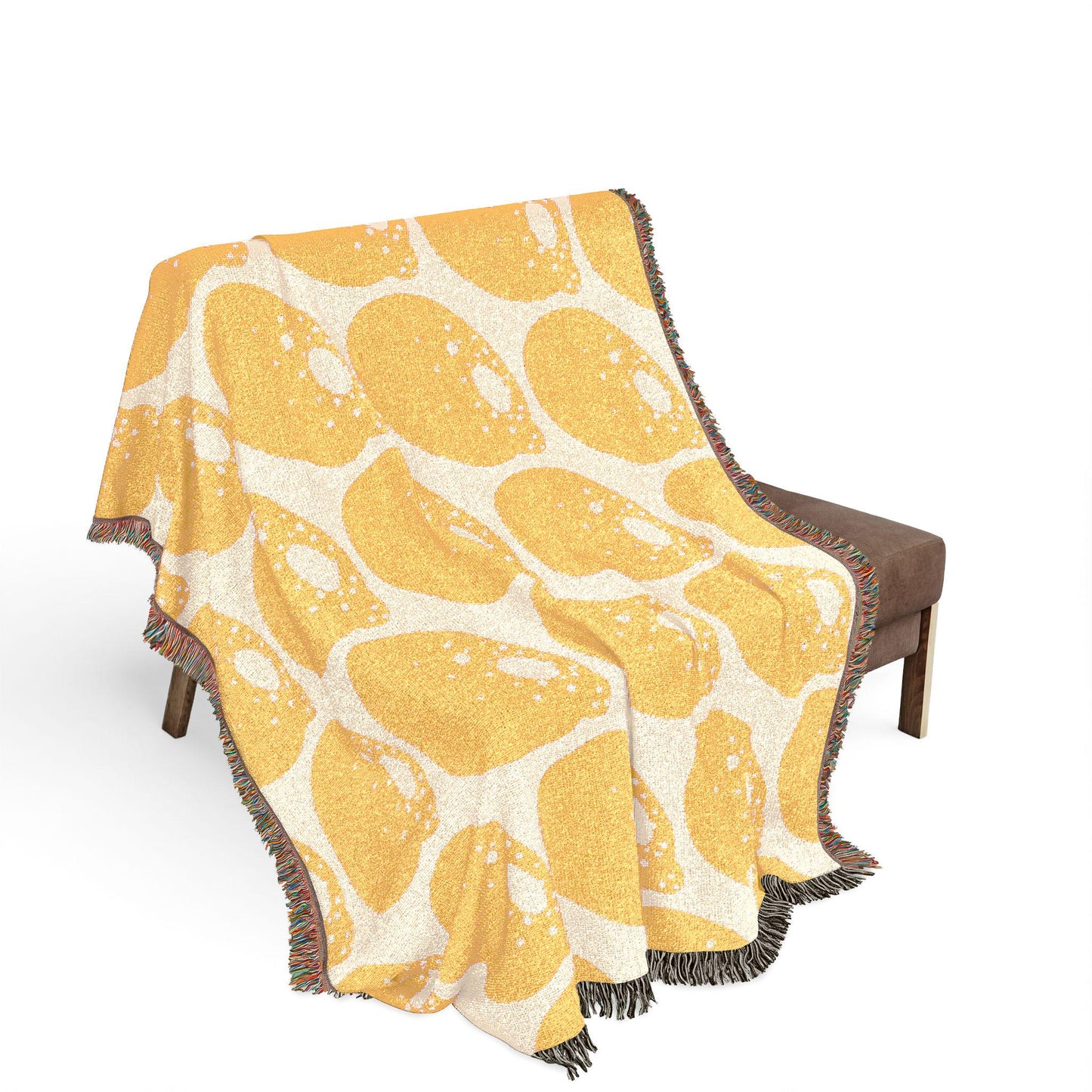 Retro Lemon Pattern Woven Blanket — Cozy Fruit Throw for Kitchen, Picnic & Gift