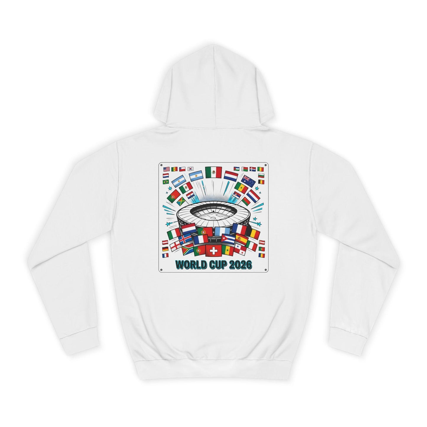 World Cup 2026 Soccer Hoodie — Stadium & Flags Graphic