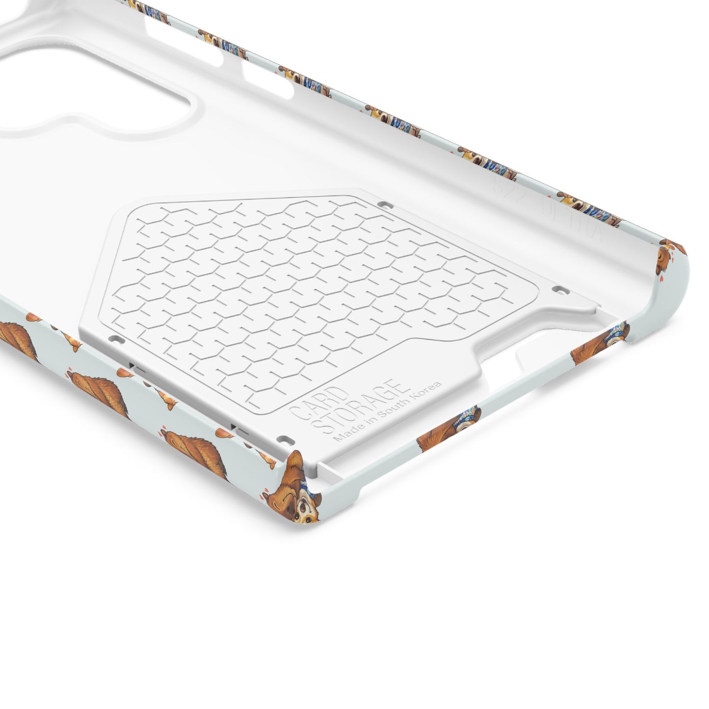 Card Holder Phone Case — Cute Patterned Dog Hug Capibara