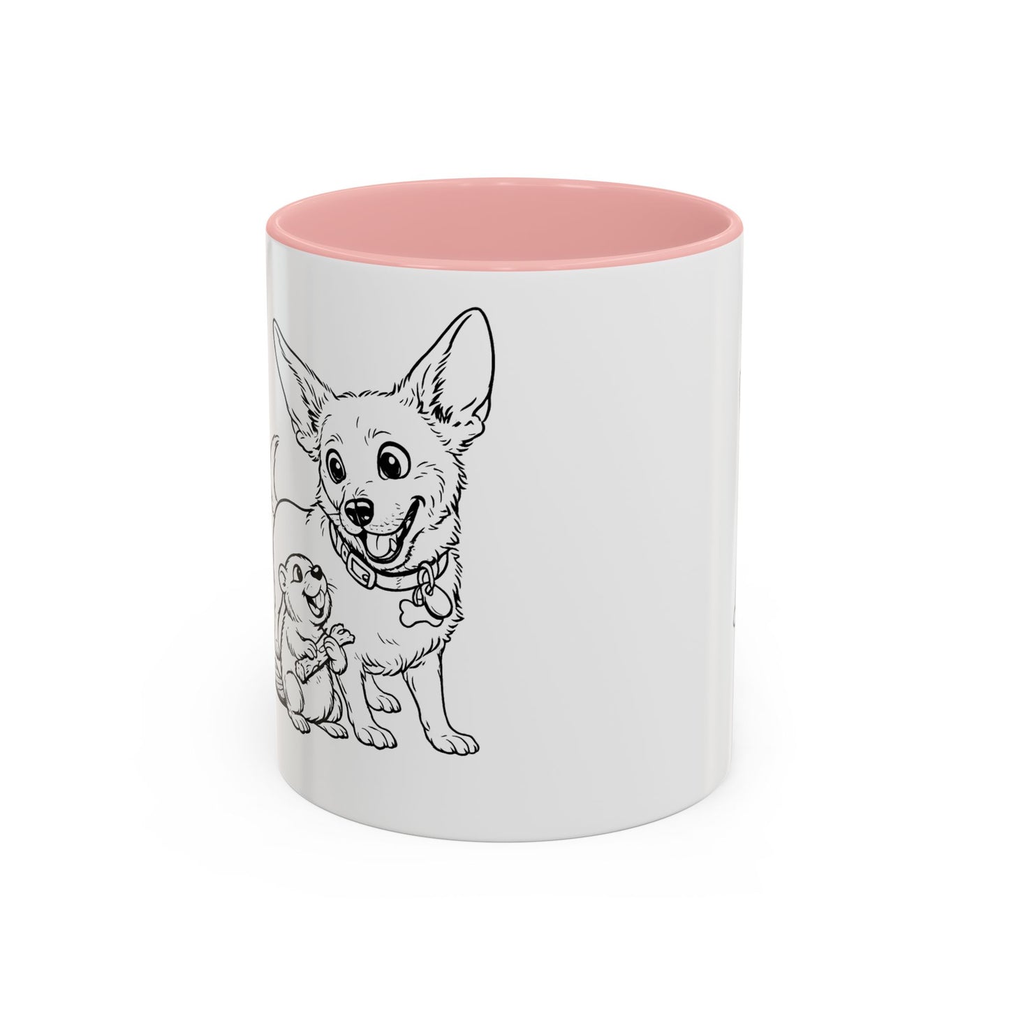 Dog, Capibara, Beaver Hug Accent Coffee Mug – Cute Pet Lover Gift (11/15 oz)