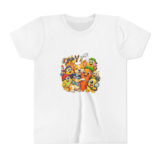 Cute Animal Squad Youth Tee — Cartoon Dog & Friends Kids T-Shirt Carrot