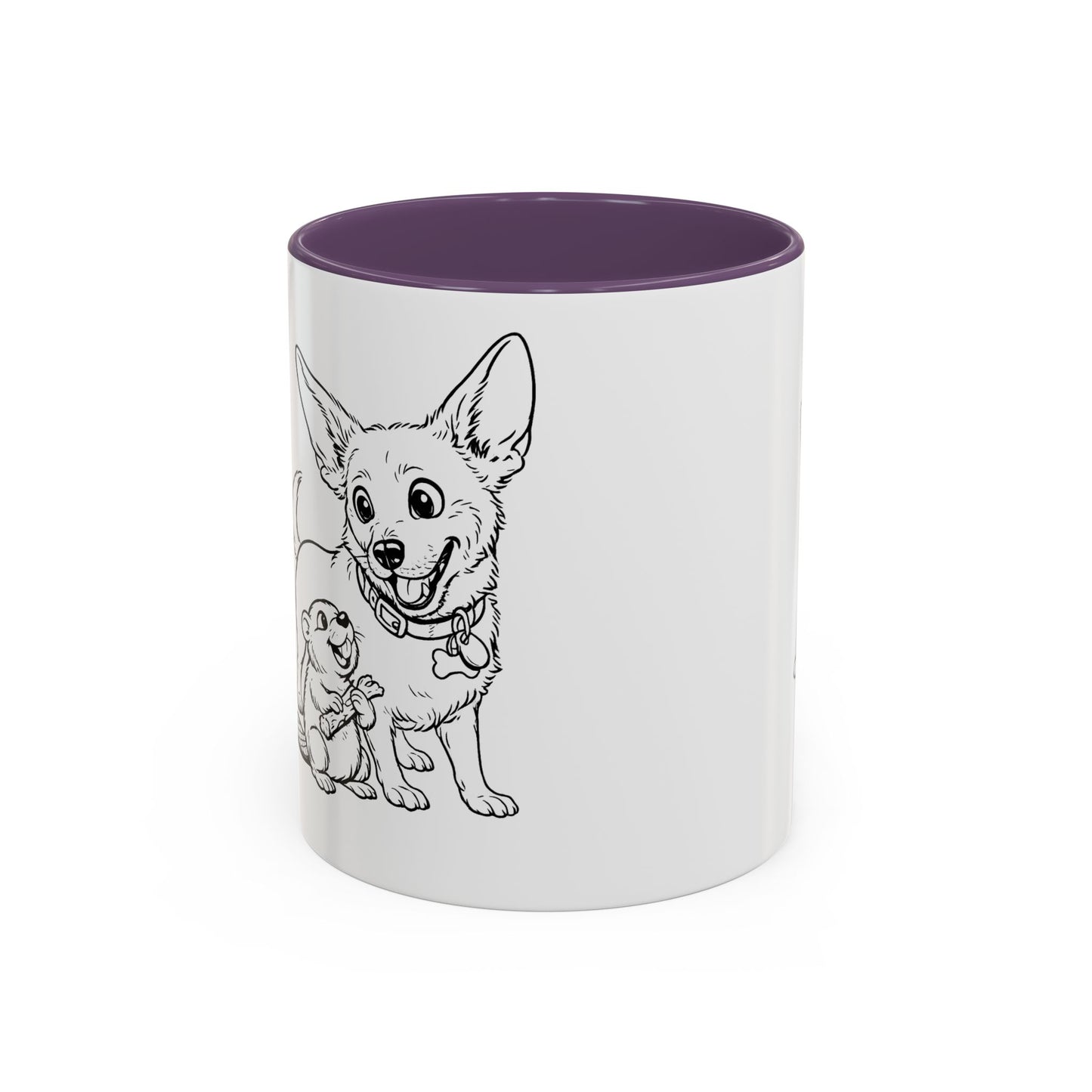Dog, Capibara, Beaver Hug Accent Coffee Mug – Cute Pet Lover Gift (11/15 oz)