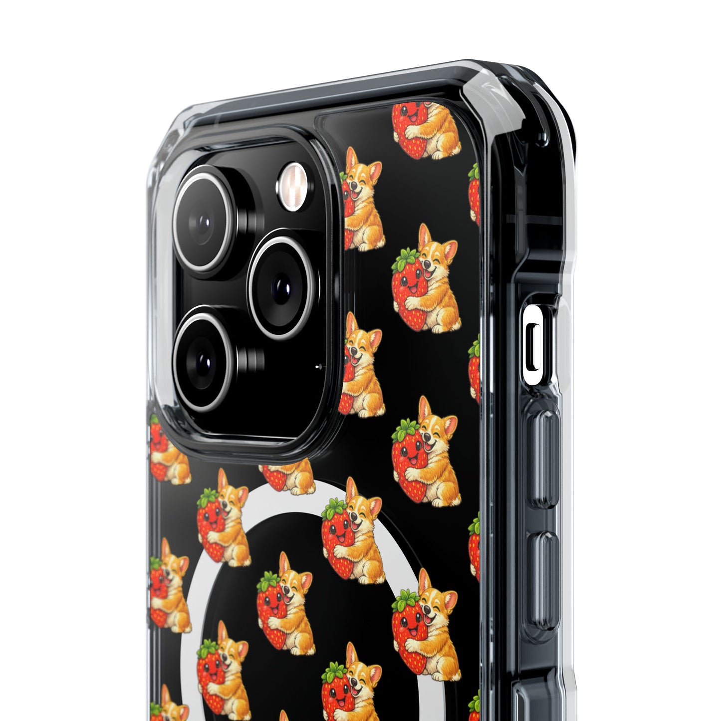 Clear Magnetic Phone Case — Patterned Dog Strawberry