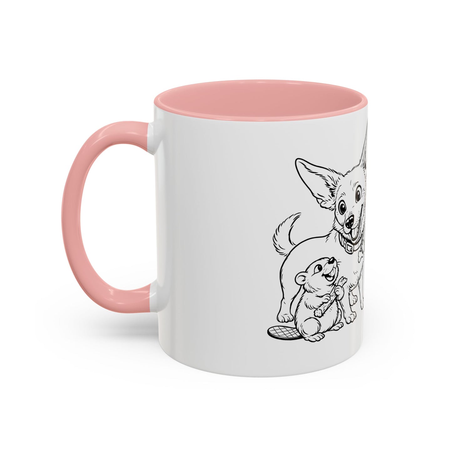 Dog, Capibara, Beaver Hug Accent Coffee Mug – Cute Pet Lover Gift (11/15 oz)