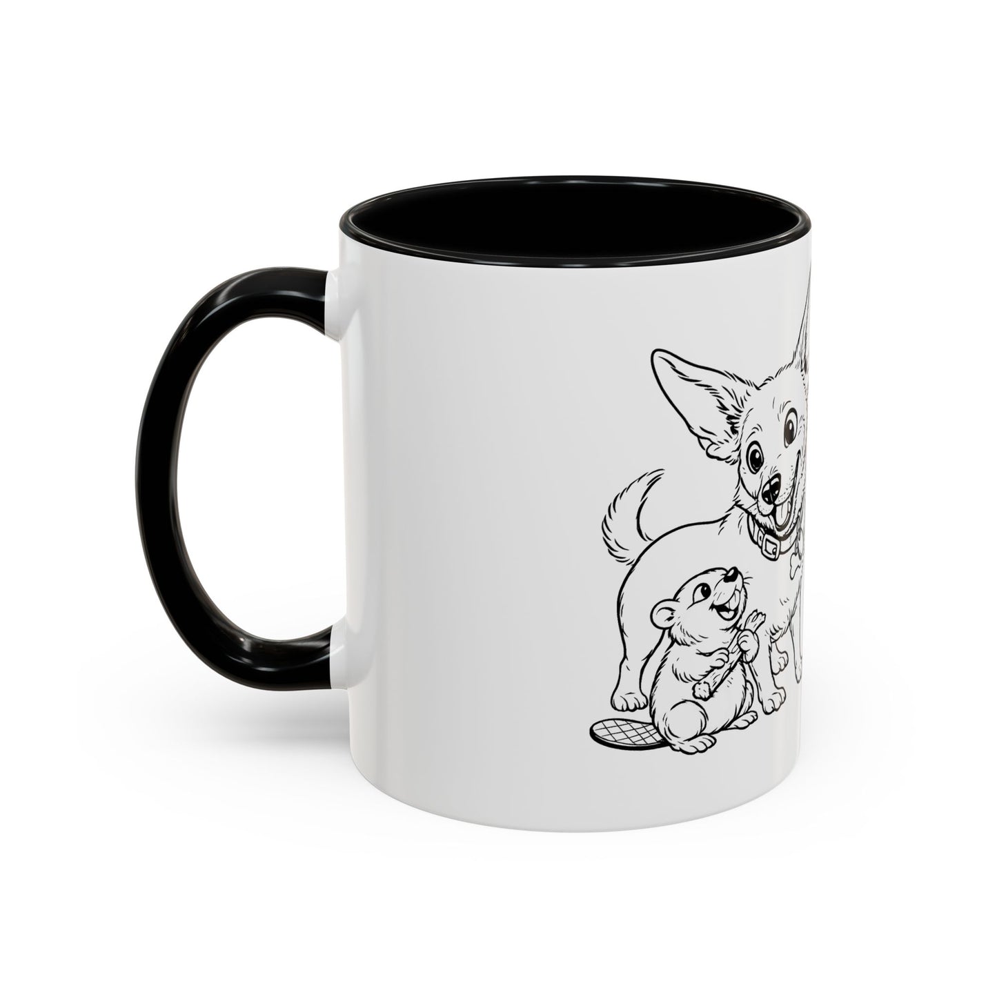Dog, Capibara, Beaver Hug Accent Coffee Mug – Cute Pet Lover Gift (11/15 oz)