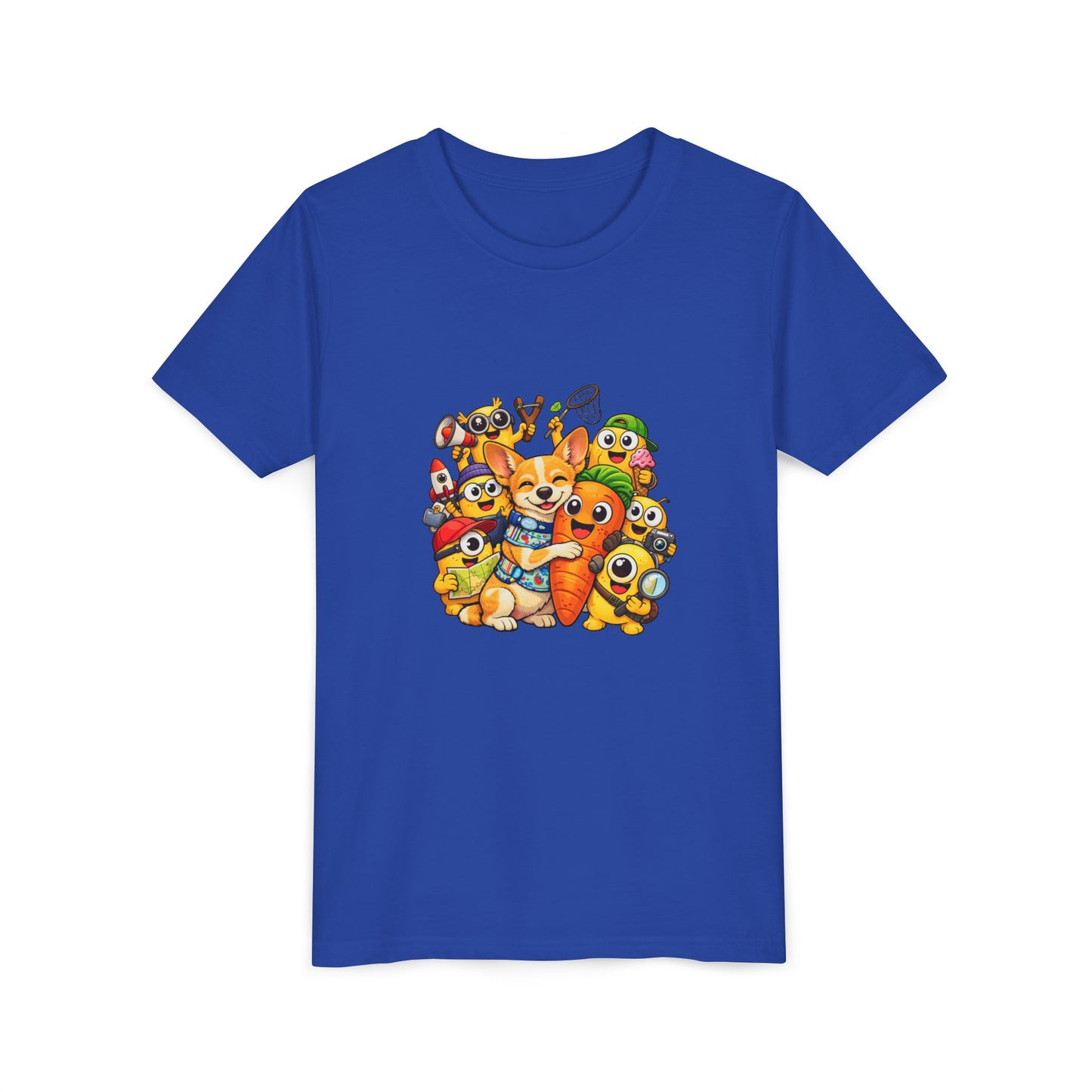 Cute Animal Squad Youth Tee — Cartoon Dog & Friends Kids T-Shirt Carrot