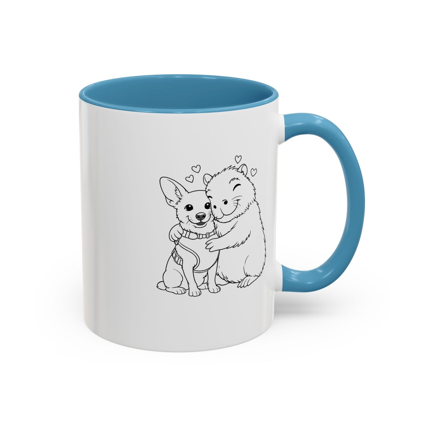 Dog, Capibara, Beaver Hug Accent Coffee Mug – Cute Pet Lover Gift (11/15 oz)