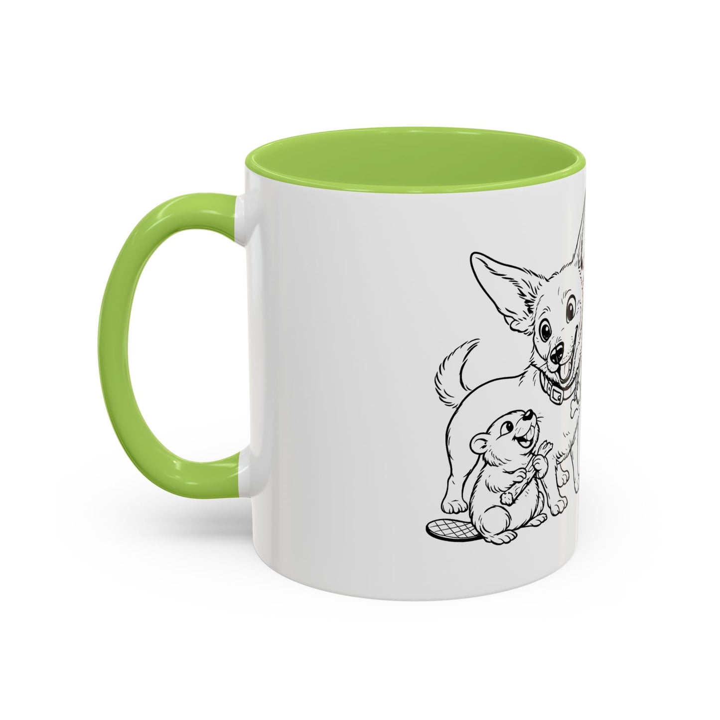 Dog, Capibara, Beaver Hug Accent Coffee Mug – Cute Pet Lover Gift (11/15 oz)