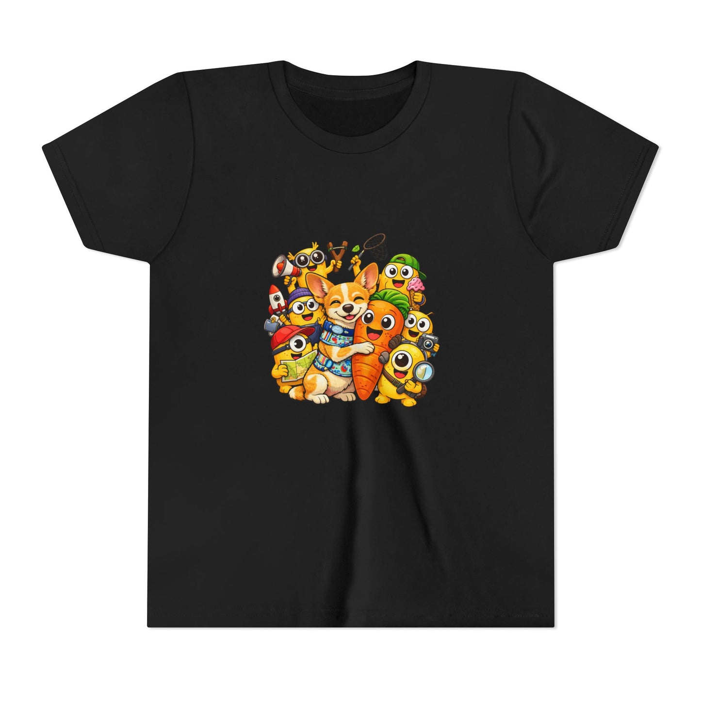 Cute Animal Squad Youth Tee — Cartoon Dog & Friends Kids T-Shirt Carrot