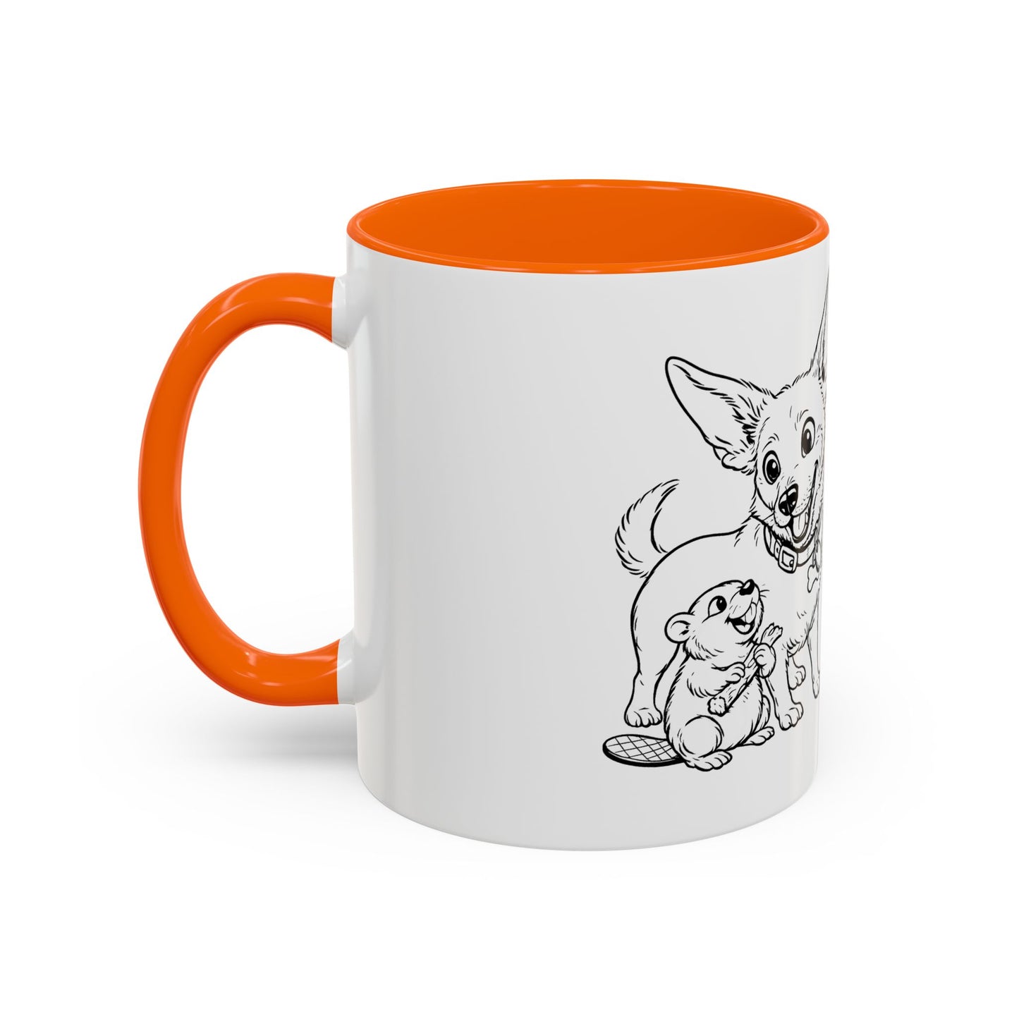 Dog, Capibara, Beaver Hug Accent Coffee Mug – Cute Pet Lover Gift (11/15 oz)