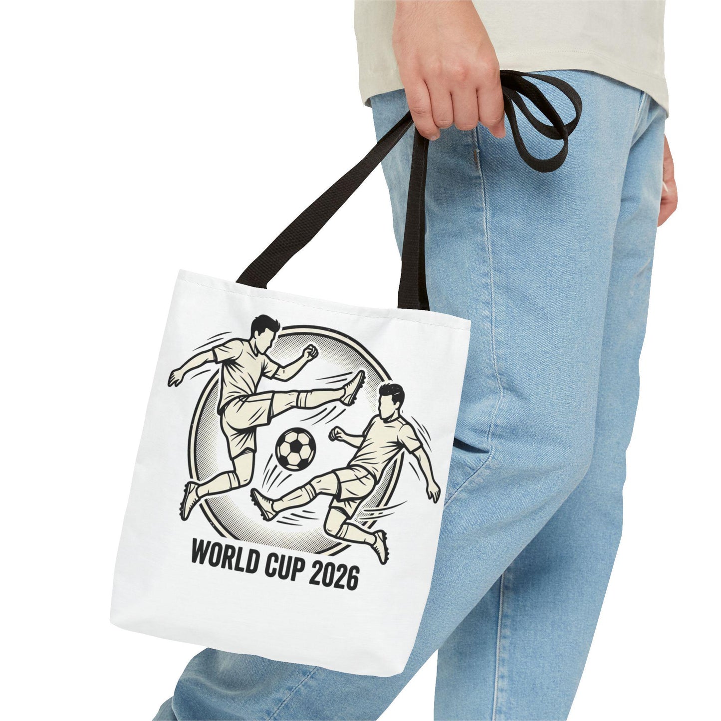 World Cup 2026 Soccer Tote Bag — Vintage Football Players AOP Reusable Bag