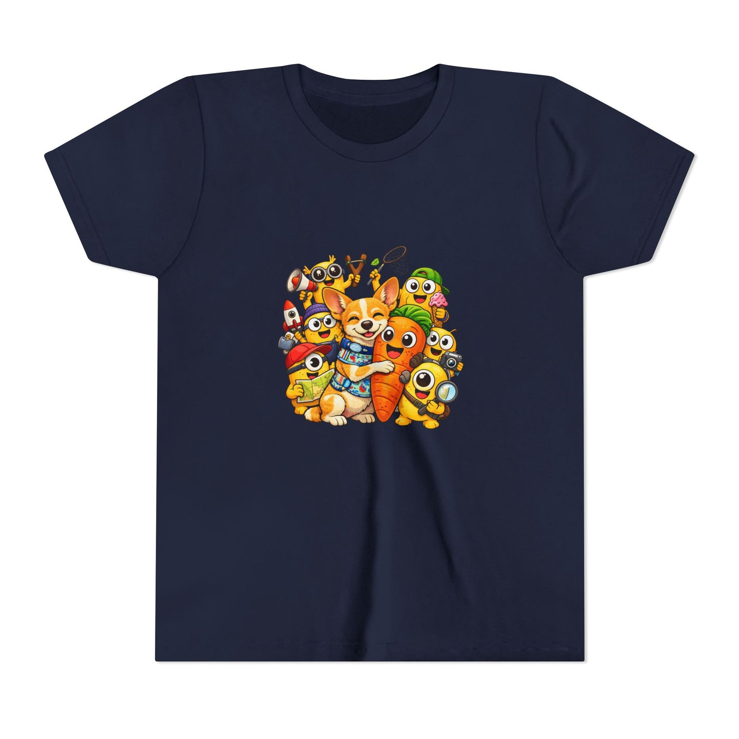 Cute Animal Squad Youth Tee — Cartoon Dog & Friends Kids T-Shirt Carrot