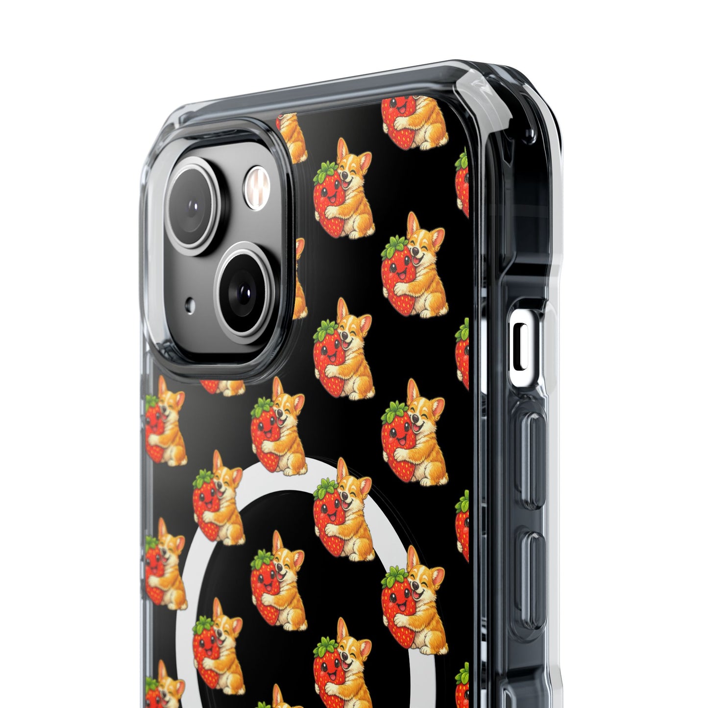 Clear Magnetic Phone Case — Patterned Dog Strawberry