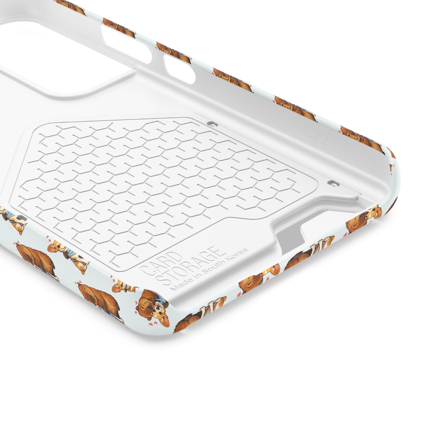 Card Holder Phone Case — Cute Patterned Dog Hug Capibara