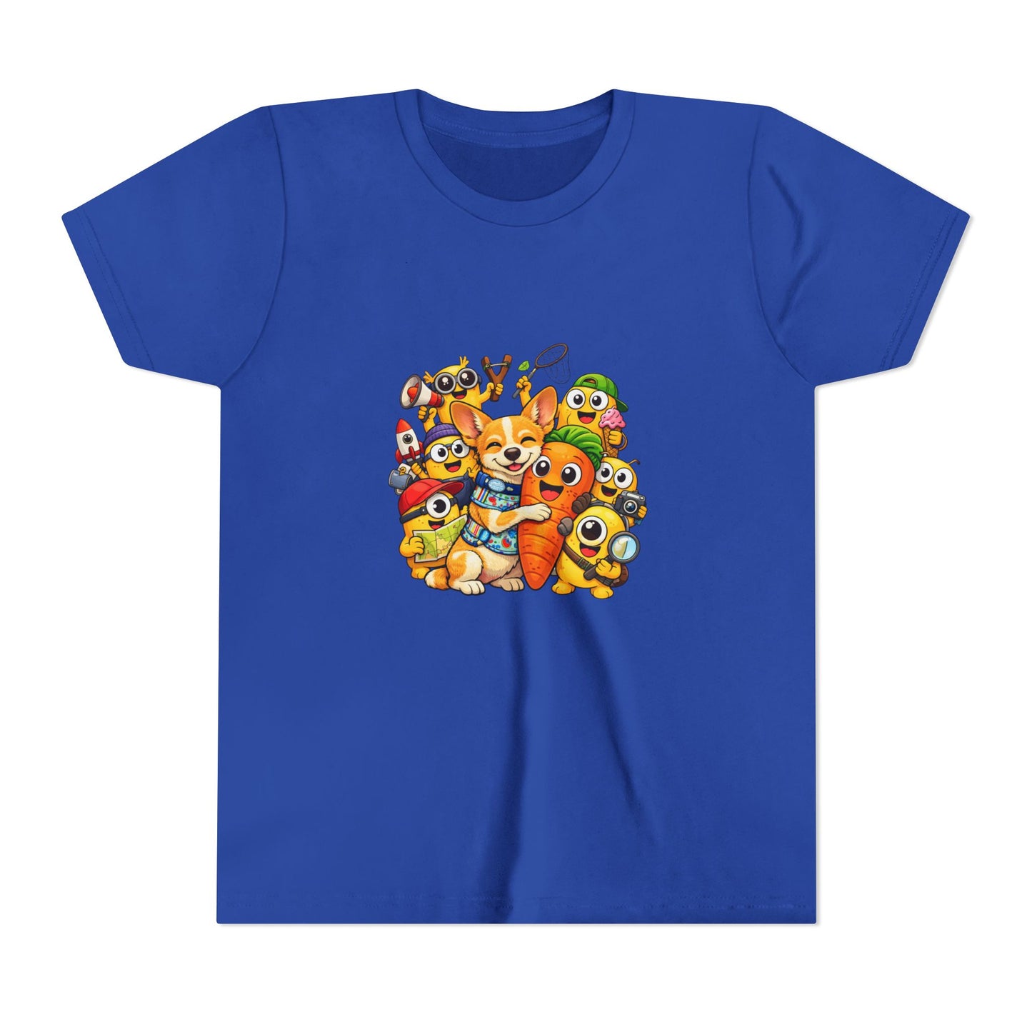 Cute Animal Squad Youth Tee — Cartoon Dog & Friends Kids T-Shirt Carrot