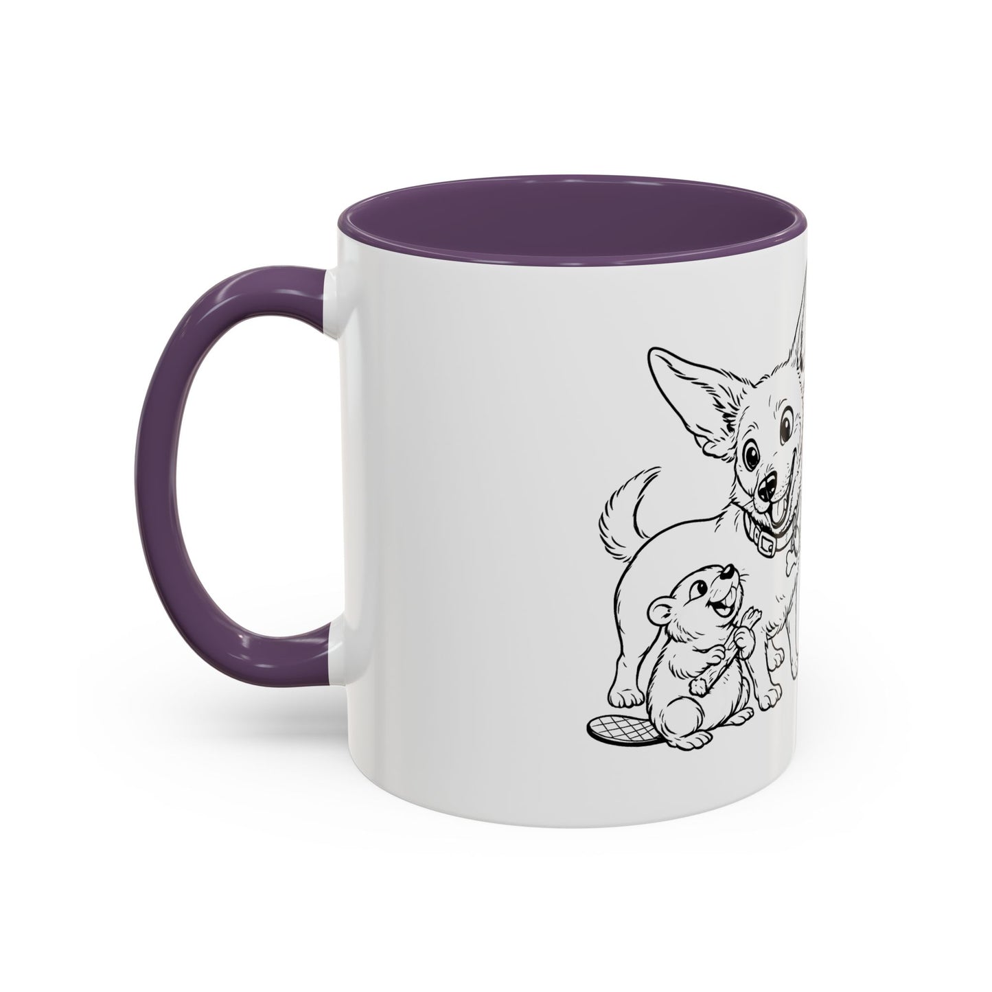 Dog, Capibara, Beaver Hug Accent Coffee Mug – Cute Pet Lover Gift (11/15 oz)