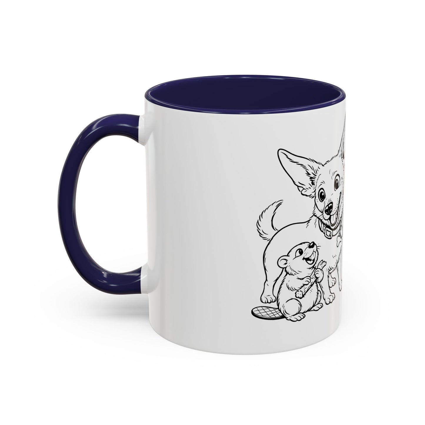 Dog, Capibara, Beaver Hug Accent Coffee Mug – Cute Pet Lover Gift (11/15 oz)