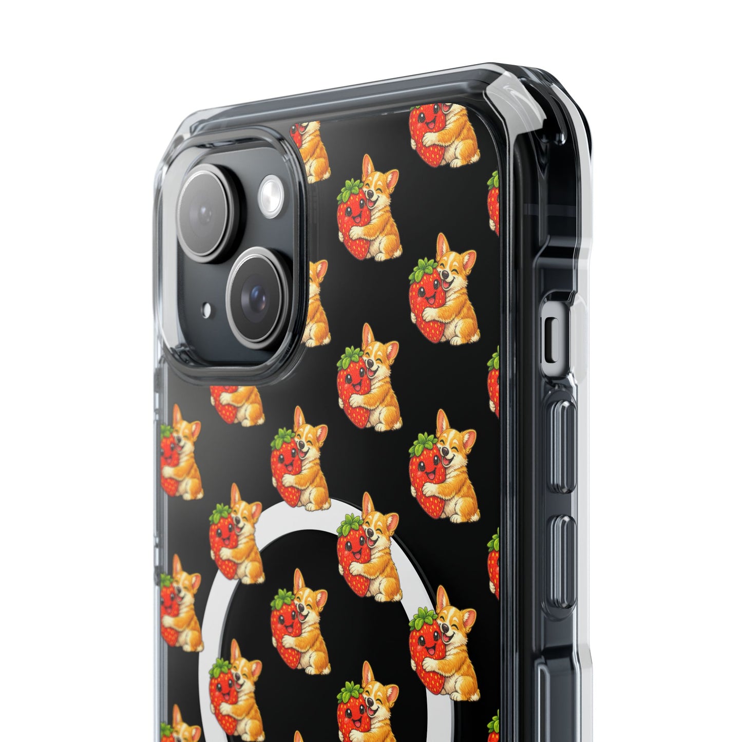 Clear Magnetic Phone Case — Patterned Dog Strawberry