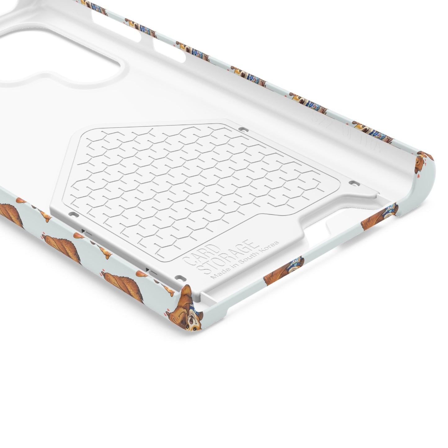Card Holder Phone Case — Cute Patterned Dog Hug Capibara