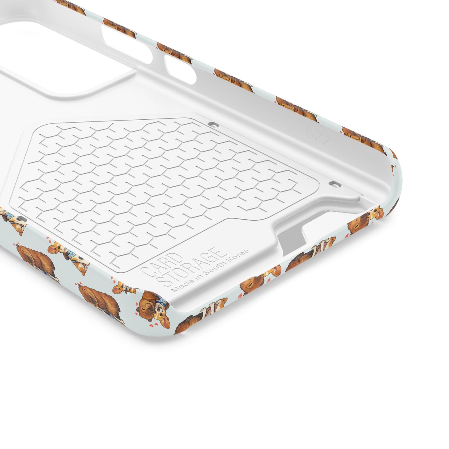 Card Holder Phone Case — Cute Patterned Dog Hug Capibara