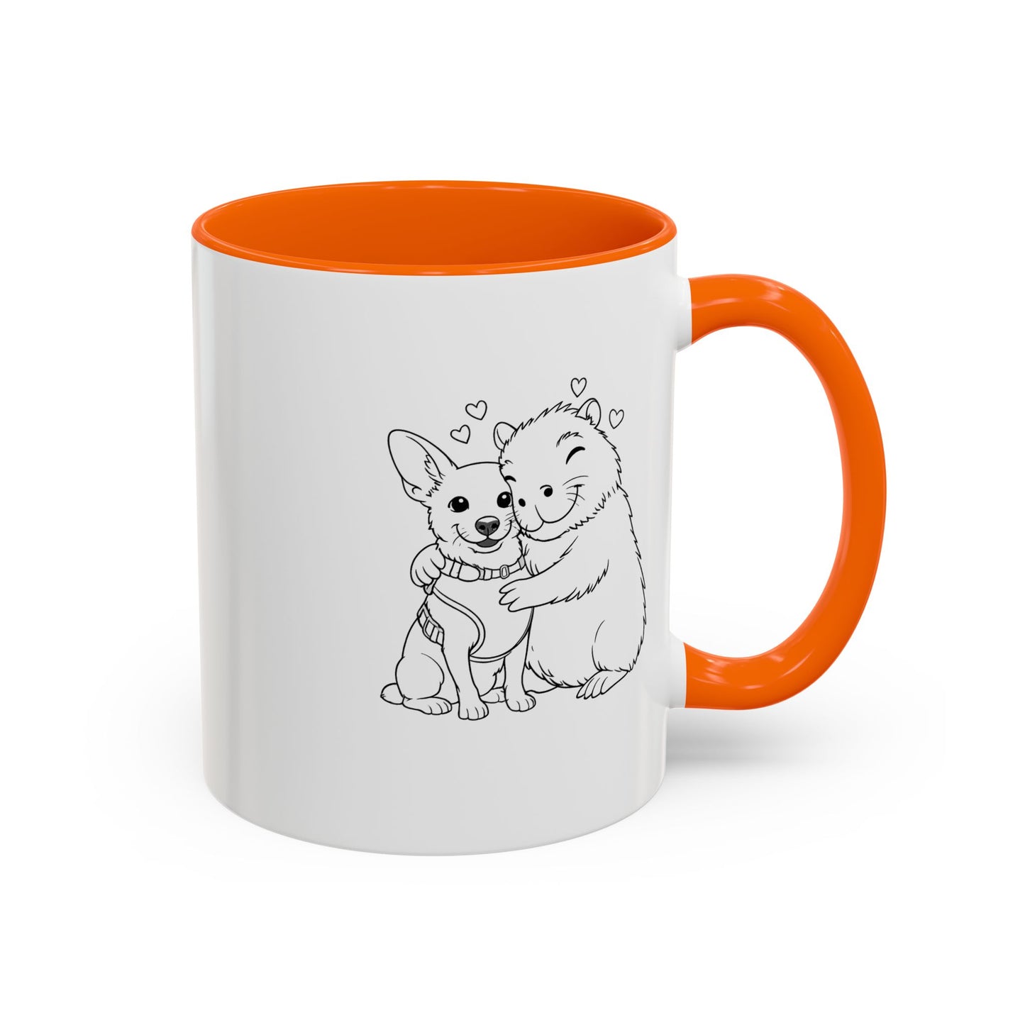 Dog, Capibara, Beaver Hug Accent Coffee Mug – Cute Pet Lover Gift (11/15 oz)