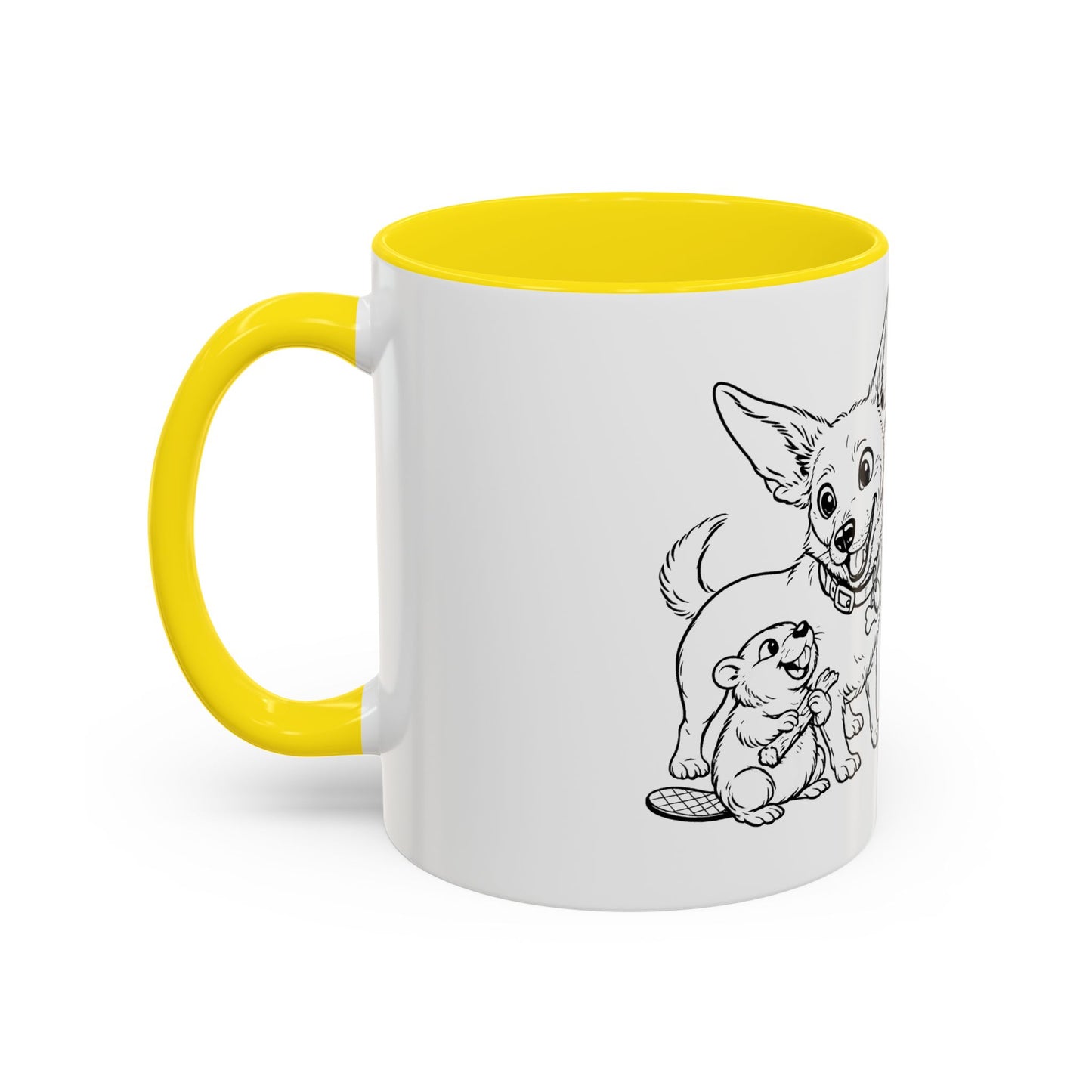 Dog, Capibara, Beaver Hug Accent Coffee Mug – Cute Pet Lover Gift (11/15 oz)