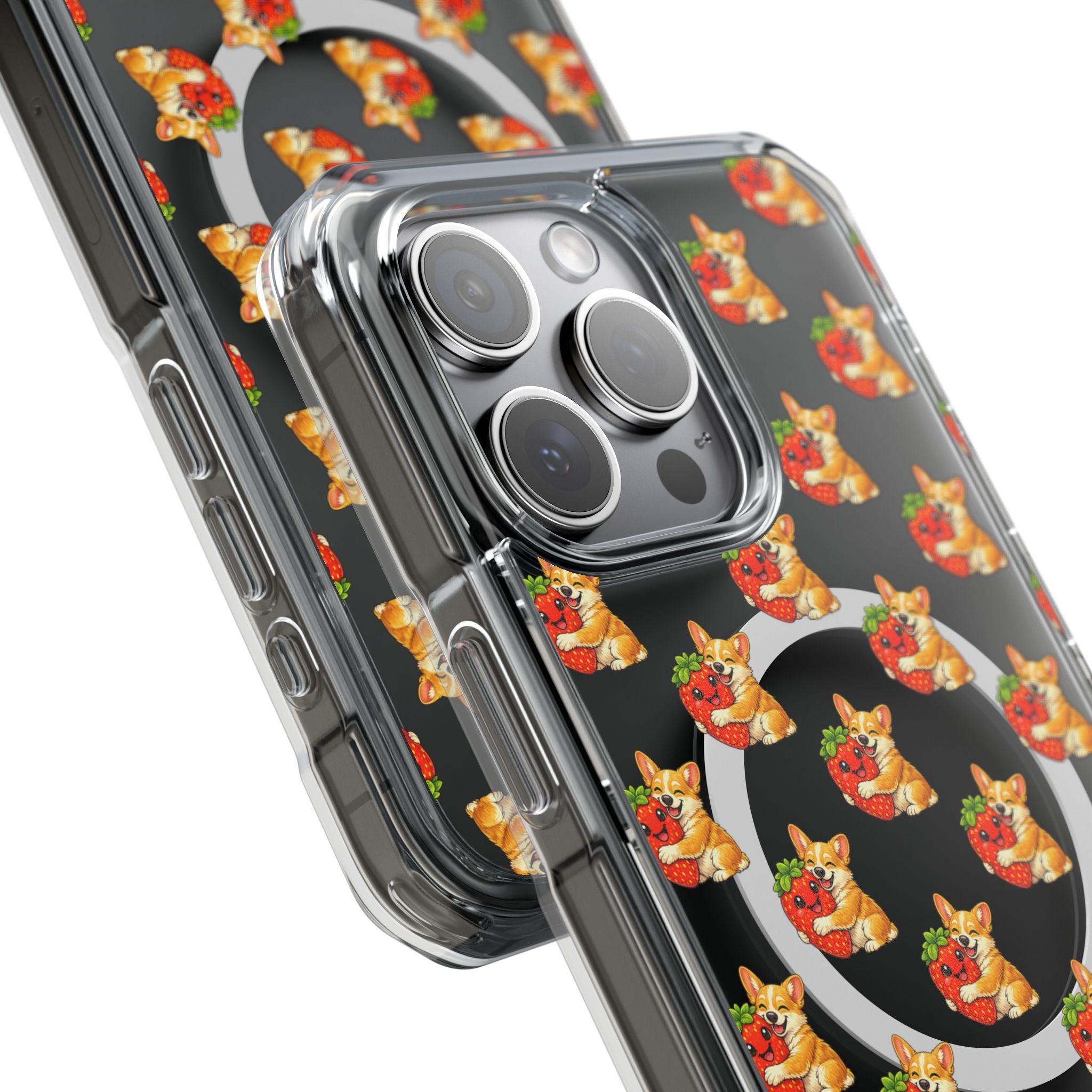 Clear Magnetic Dog Strawberry Case