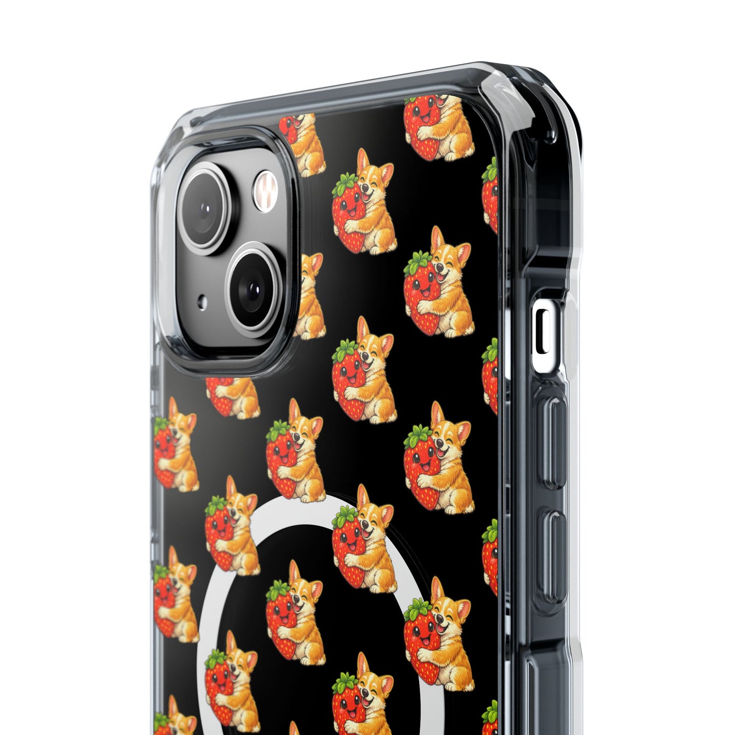Clear Magnetic Phone Case — Patterned Dog Strawberry