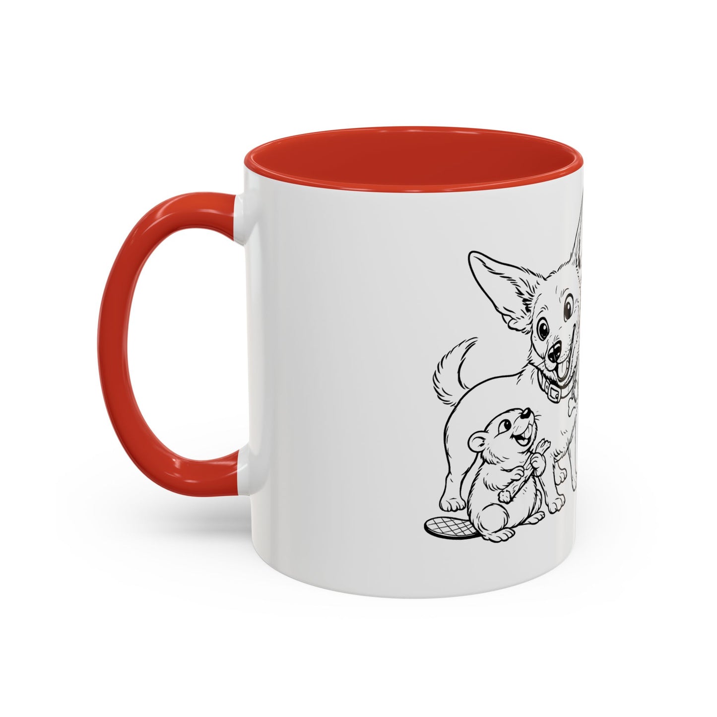 Dog, Capibara, Beaver Hug Accent Coffee Mug – Cute Pet Lover Gift (11/15 oz)