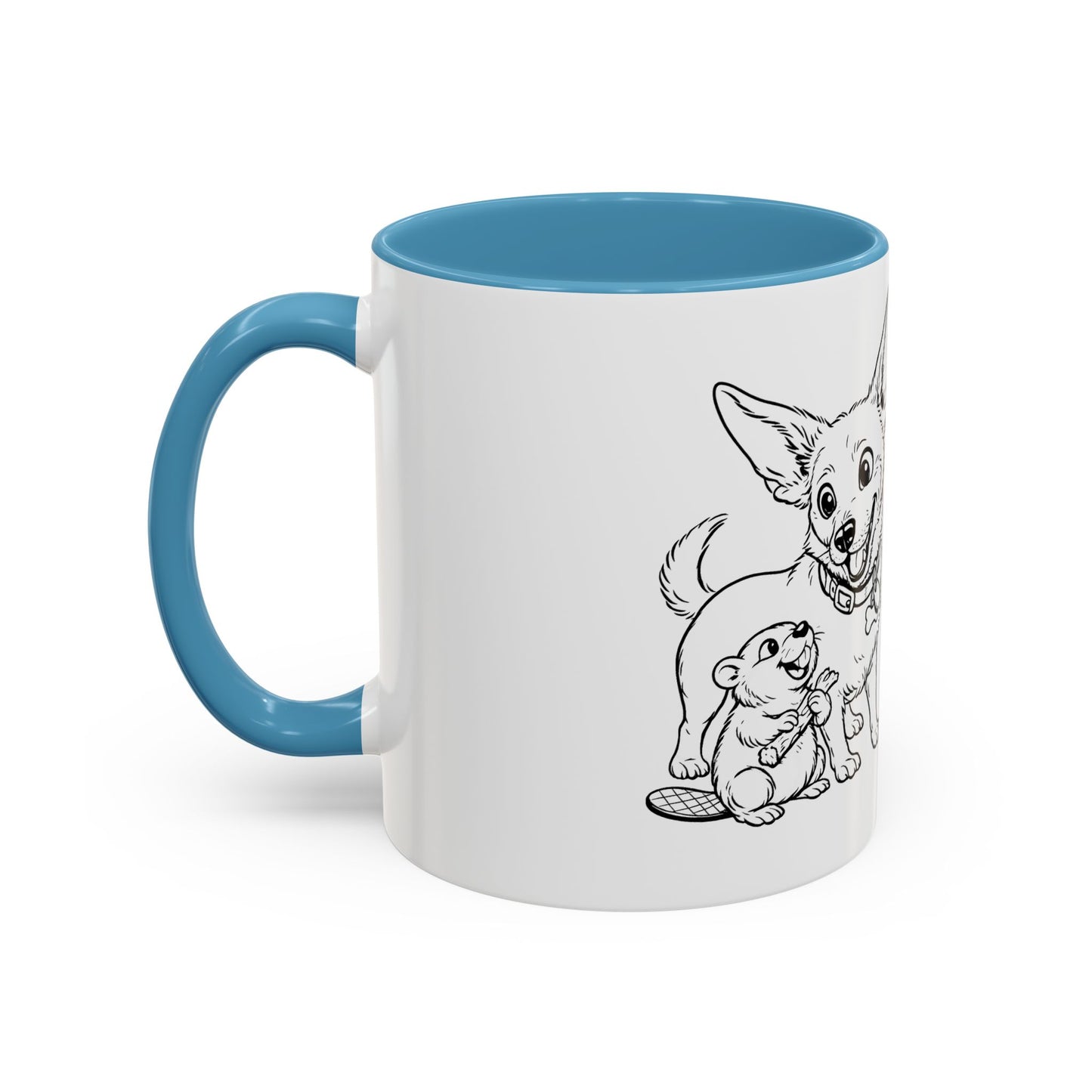 Dog, Capibara, Beaver Hug Accent Coffee Mug – Cute Pet Lover Gift (11/15 oz)