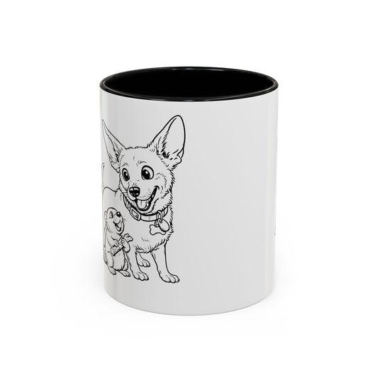 Dog, Capibara, Beaver Hug Accent Coffee Mug – Cute Pet Lover Gift (11/15 oz)