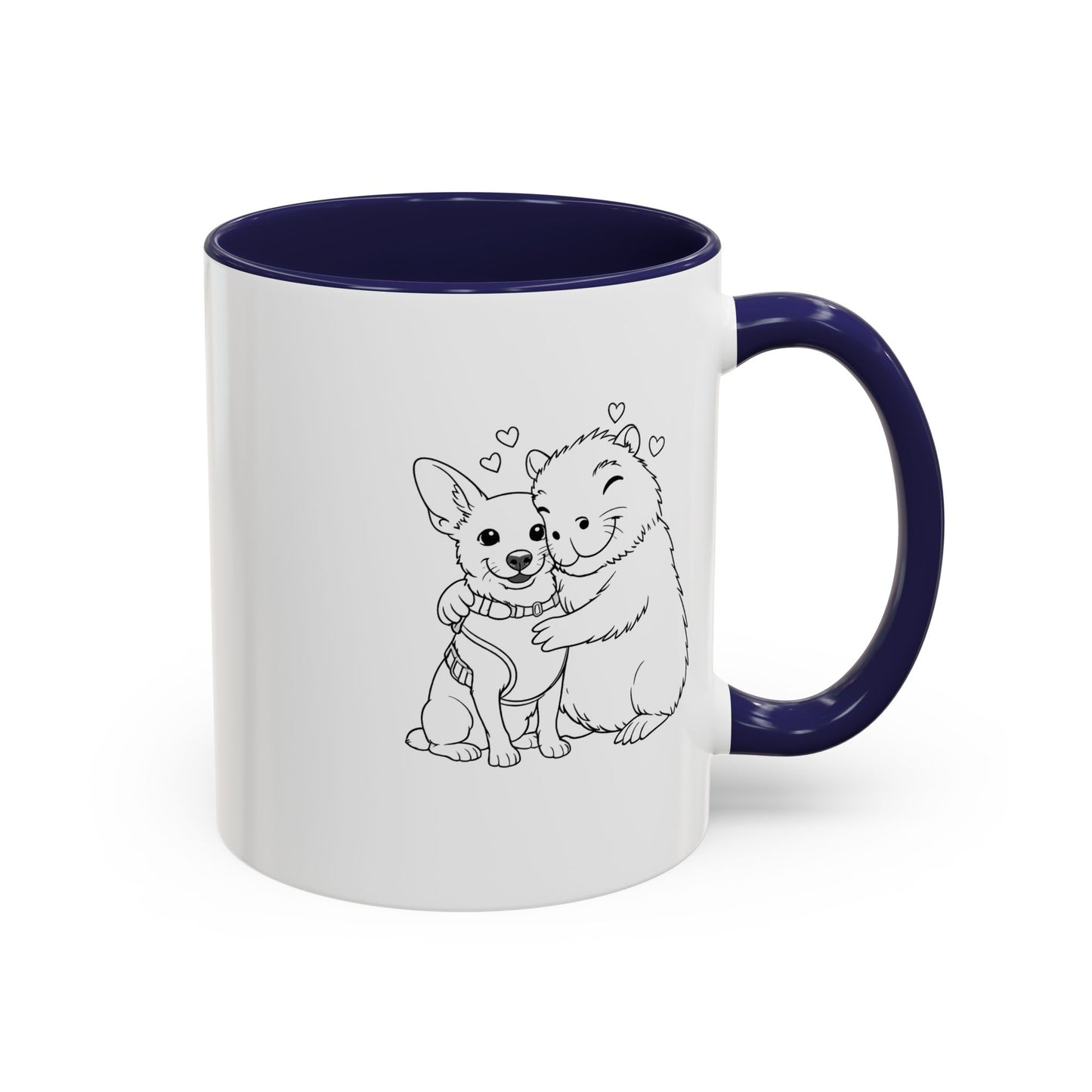 Dog, Capibara, Beaver Hug Accent Coffee Mug – Cute Pet Lover Gift (11/15 oz)
