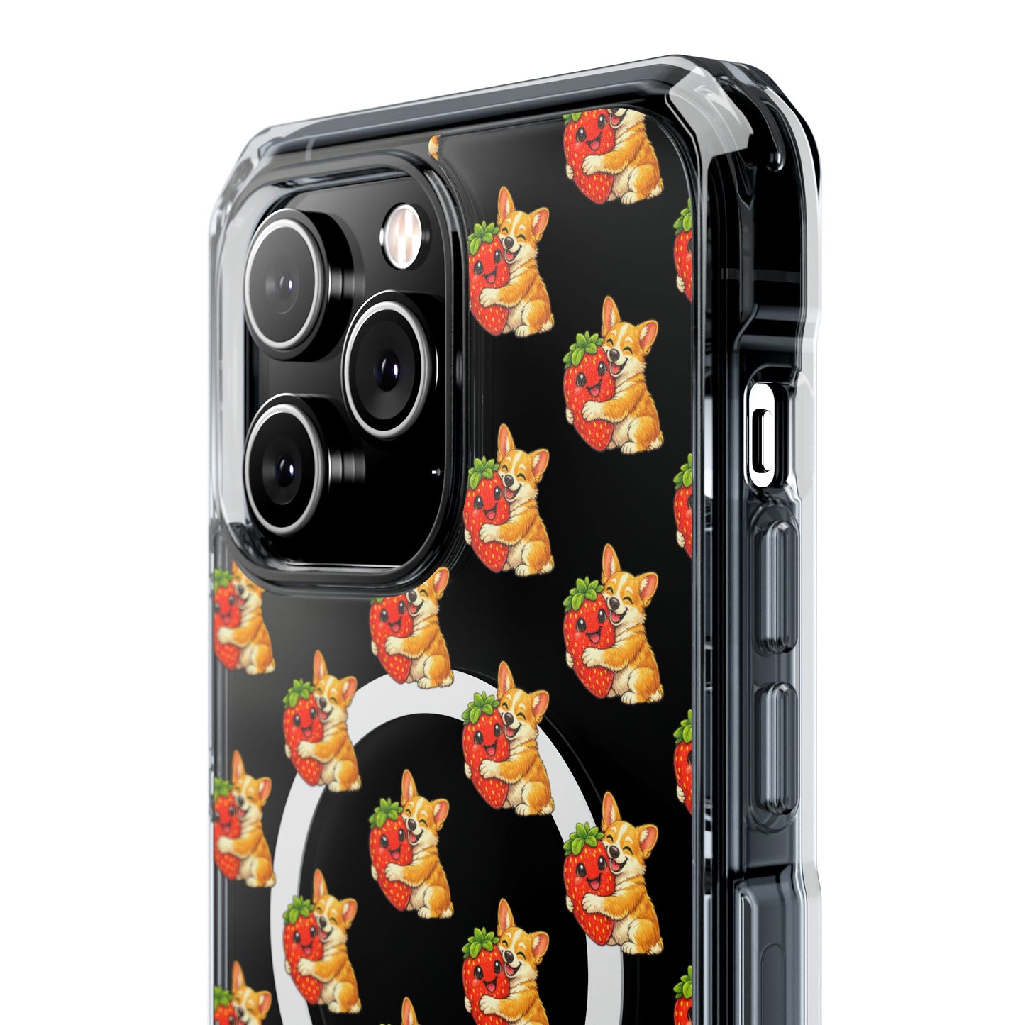 Clear Magnetic Phone Case — Patterned Dog Strawberry