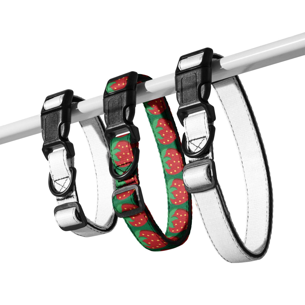 {Strawberry pet collar with cute fruit pattern design.}
{Adjustable pet collar featuring a playful strawberry print.}
{Cute strawberry dog collar with durable buckle closure.}
{Strawberry print pet collar for dogs and cats.}
{Adjustable strawberry collar with sturdy metal D-ring.}
{Lightweight pet collar with colorful strawberry pattern.}
{Comfortable strawberry-themed collar for everyday pet wear.}
{Durable strawberry pet collar for daily walks and adventures.}
{Cute fruit-pattern pet collar with a