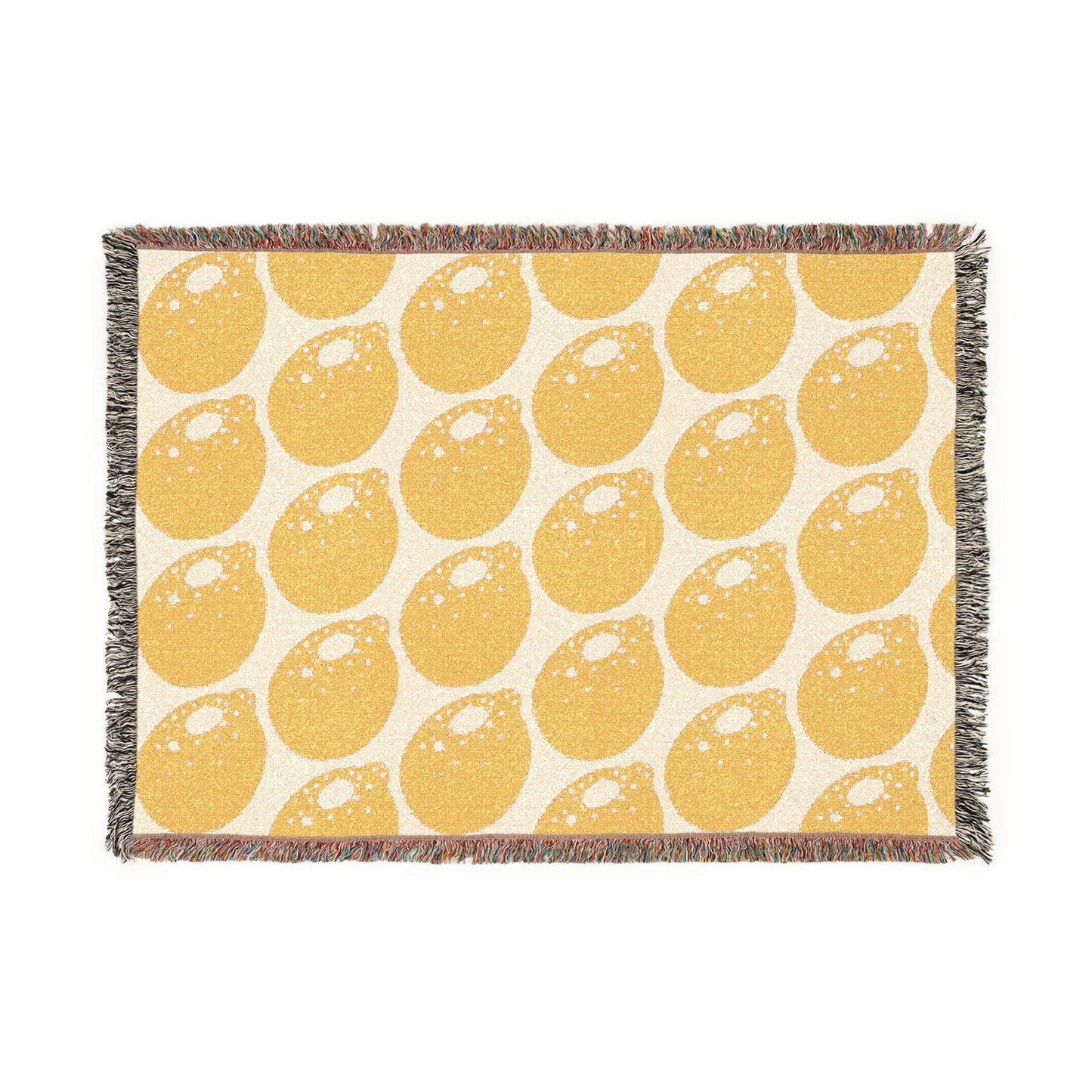 Retro Lemon Pattern Woven Blanket — Cozy Fruit Throw for Kitchen, Picnic & Gift