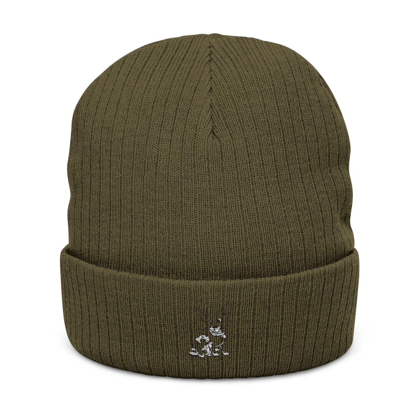 Tiny Embroidered Dog Hug Capibara Ribbed Knit Beanie